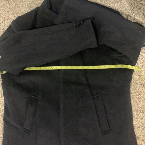 Men's French Woolen Coat Business Down Jacket Trench Topcoat dark Gray - Picture 4 of 7